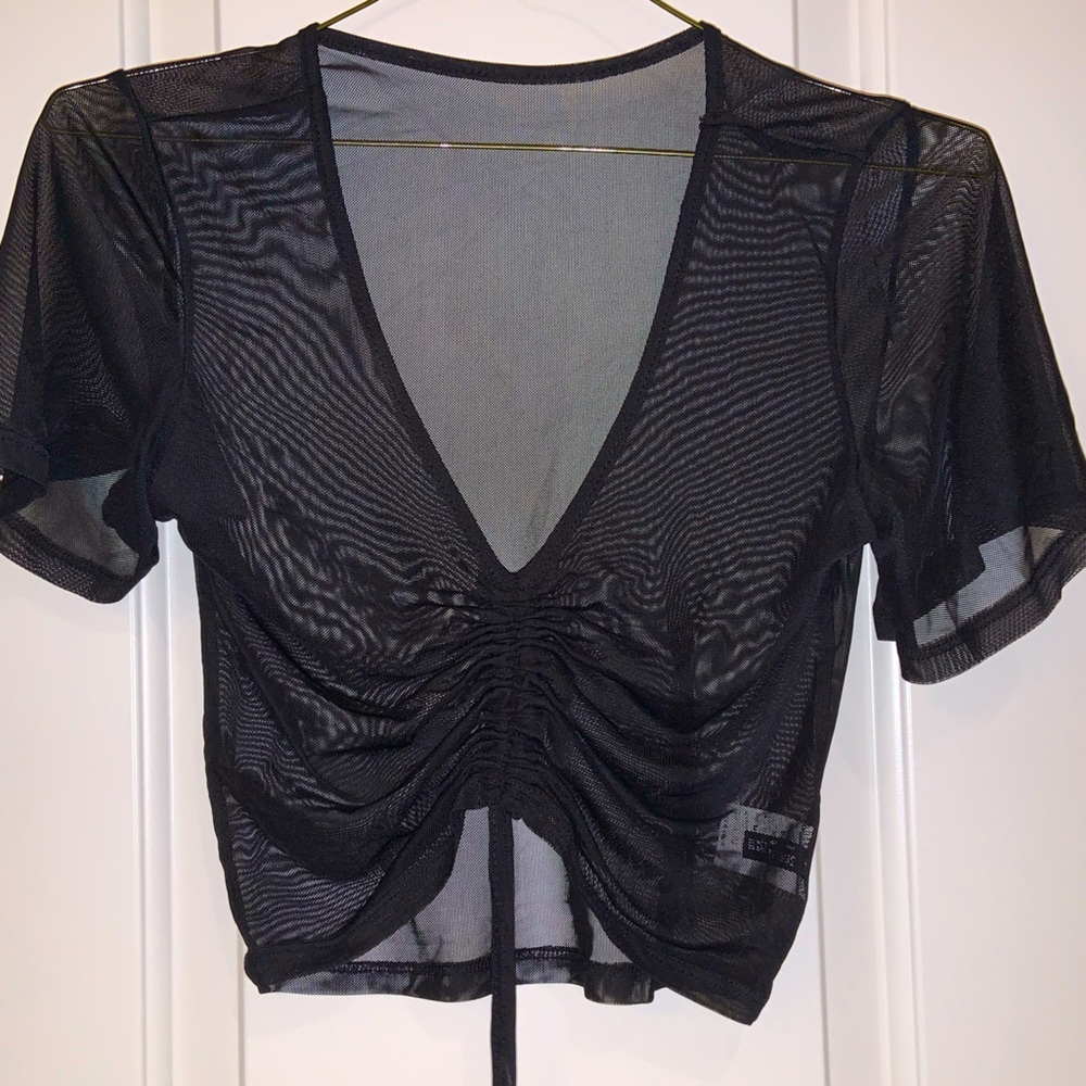 Black Mesh Crop Top